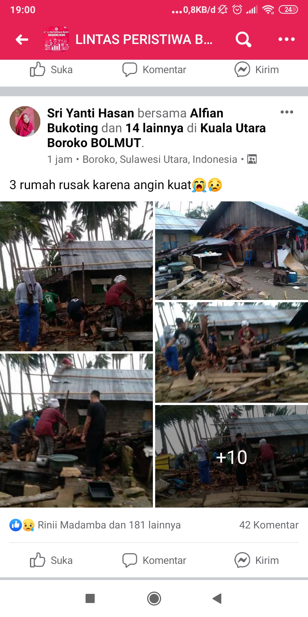 Ruma hancur akibat angin kencang